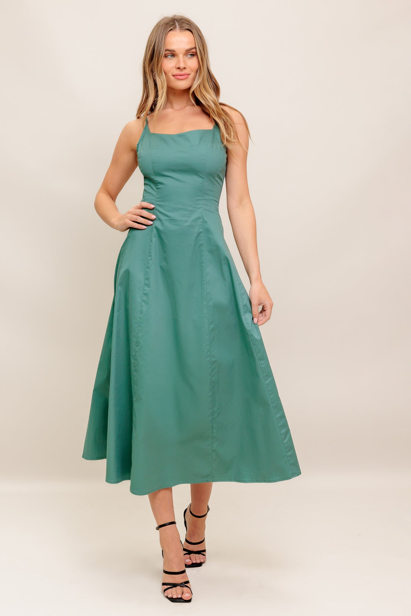 VERDE ELEGANTE WOVEN MIDI DRESS Flying Tomato